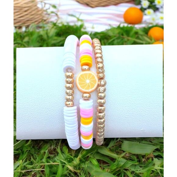 Pink Lemonade Bracelet Set- Set of 3 - Picture 1 of 2